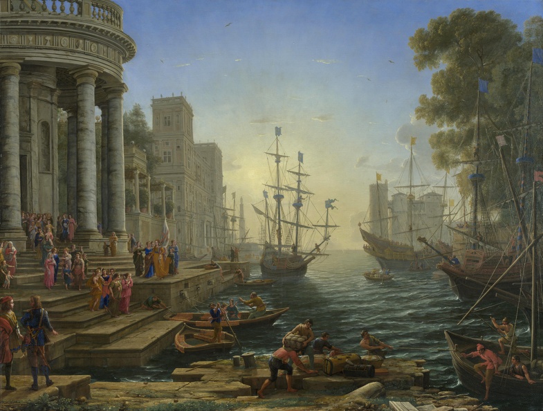 LORRAIN CLAUDE GELLEE SEAPORT WITH EMBARKATION OF ST. URSULA