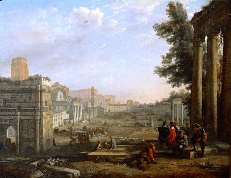 LORRAIN CLAUDE GELLEE VIEW OF CAMPO VACCINO ROME 1636