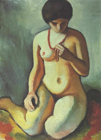 MACKE AUGUST 0FEMALE NUDE WITH CORAL NECKLACE 1910