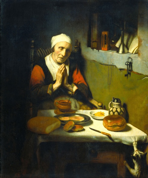 MAES NICOLAES OLD WOMAN SAYING GRACE RIJK