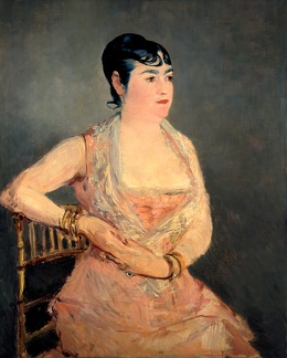 MANET EDOUARD PRT OF LADY IN PINK GOOGLE DRESDEN