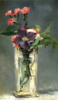 MANET EDOUARD STILLIFE CARNATIONS AND CLEMATIS IN CRYSTAL VASE ORSAY