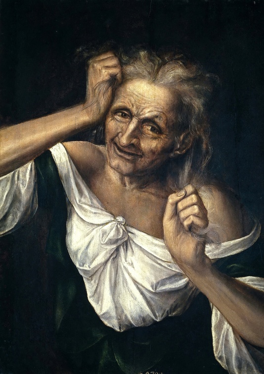 MASSIJS QUENTIN OLD WOMAN TEARING AT HER HAIR OUT ATTR 1527 PRADO