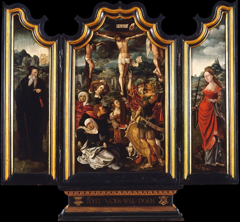 MASTER OF GROOTE ADORATION TRIPTYCH CALVARY ST. ANTHONY ABBOT AND ST. CATHERINE GOOGLE CATA