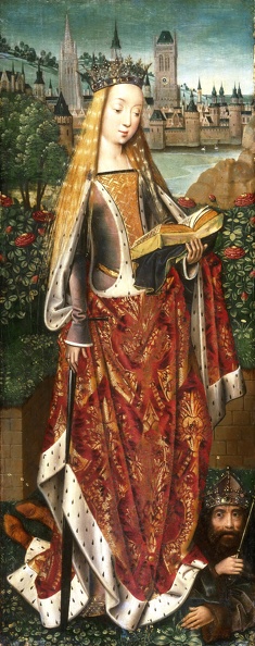 MASTER OF ST. LUCY LEGEND ST. CATHERINE VIOLATES DEFEATED EMPEROR 1482 PHIL