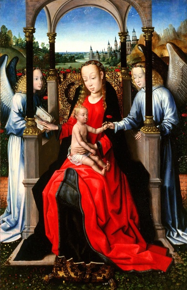 MASTER OF ST. LUCY LEGEND TRIPTYCH OF MADONNA AND CHILD ANGELS DONOR GETTY