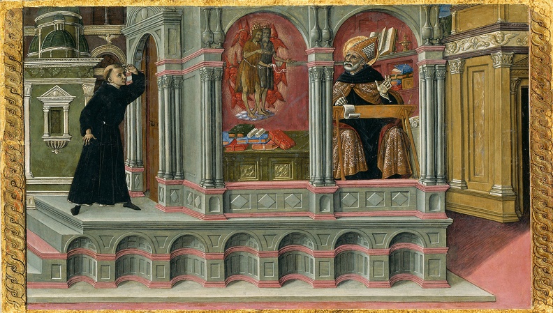 MATTEO DI GIOVANNI ST. AUGUSTINES VISION OF STS JEROME AND JOHN BAPTIST CHICA