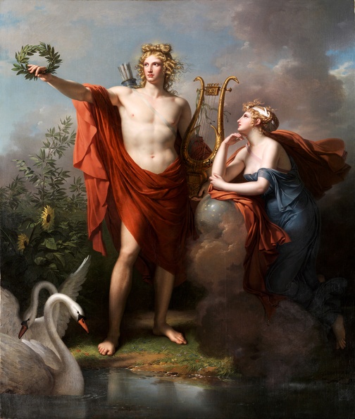 MEYNIER CHARLES APOLLO GOD OF LIGHT ELOQUENCE POETRY AND FINE ARTS WITH URANIA MUSE OF ASTRONOMY CLEVE