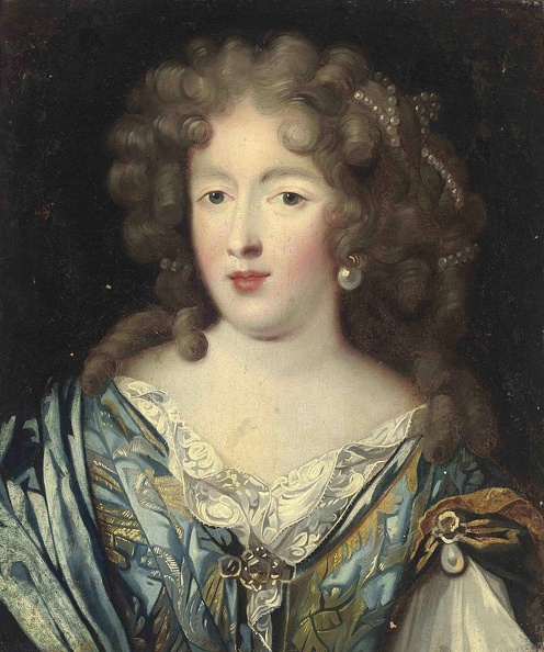 MIGNARD NICOLAS PRT OF LADY WITH PEARL ORNAMENTS IN HER HAIR THOUGHT TO BE LOUISE DE LA VALLIERE