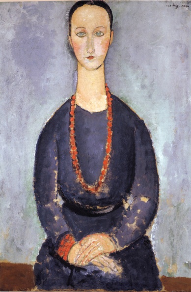 MODIGLIANI AMEDEO PRT OF WOMAN RED NECKLACE 1918