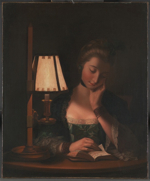 MORLAND HENRY ROBERT WOMAN READING BY PAPER BELL SHADE GOOGLE