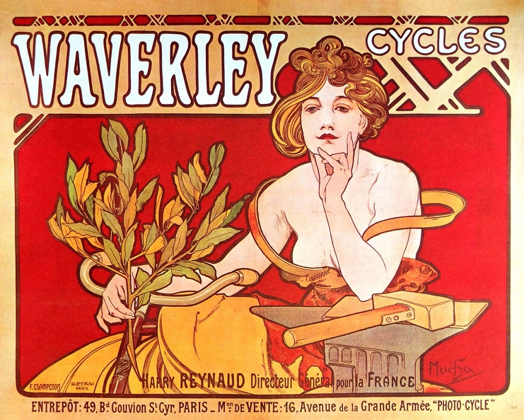 MUCHA ALFONS CYCLES WAVERLEY AFFICHE MUCHA 1898