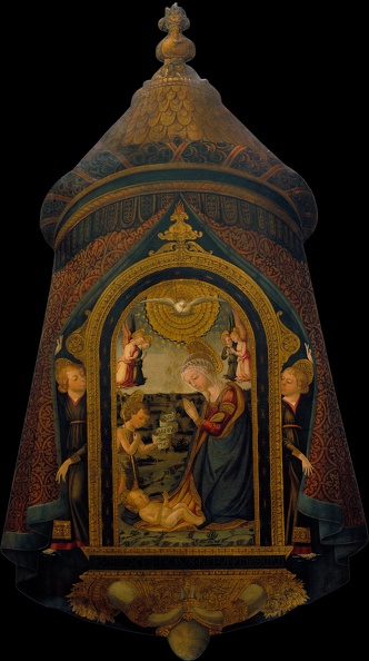 NERI_DI_BICCI_PROCESSIONAL_STANDARD_WITH_ADORATION_OF_CHILD_BY_VIRGIN_ST._JOHN_BAPTIST_AND_ANGELS_GOOGLE.JPG