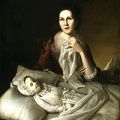 PEALE CHARLES WILLSON PRT OF RACHEL HIS 1ST WIFE WEEPING OVER THEIR DAUGHTER MARGERET WHO DIED OF SMALLPOX PHIL