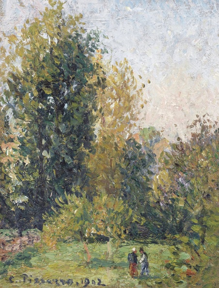 PISSARRO CAMILLE LANDSCAPE TWO FIGURES IN AUTUMN ERAGNY 1902 SOTHEBY