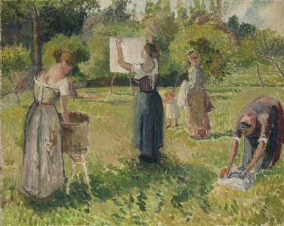 PISSARRO CAMILLE LAUNDRESSES AT ERAGNY STUDY 1901 SOTHEBY