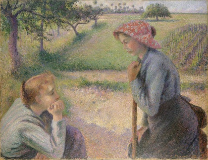 PISSARRO CAMILLE TWO YOUNG PEASANT WOMEN MET