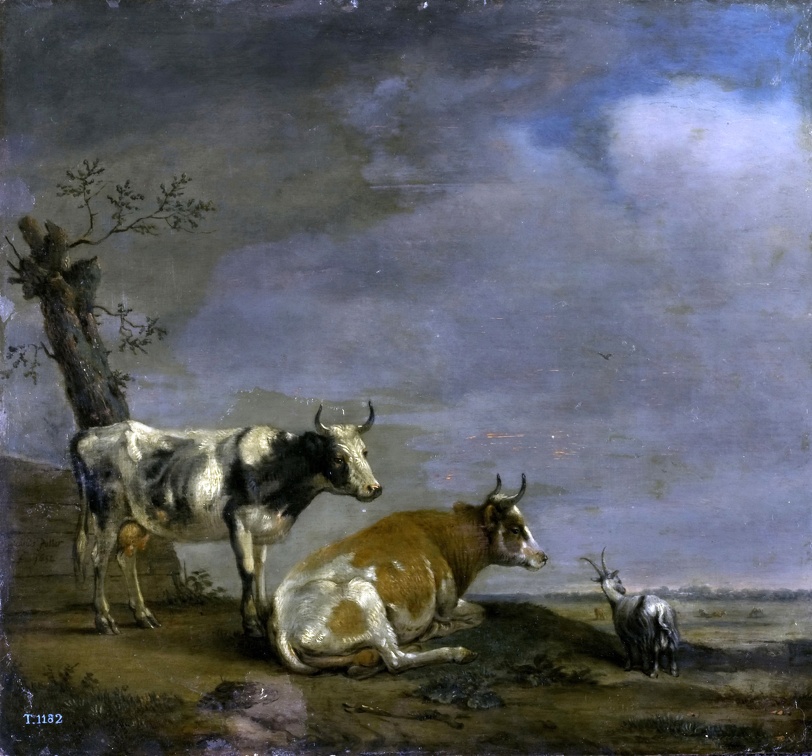 POTTER PAULUS LANDSCAPE TWO COWS AND GOAT 1652 PRADO