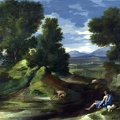 POUSSIN NICOLAS LANDSCAPE MAN SCOOPING WATER FROM STREAM LO NG