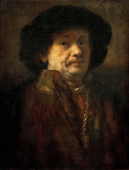 REMBRANDT H.V.R. PRT OF MAN IN FUR COAT GOLD CHAIN AND EARRINGS KUHI