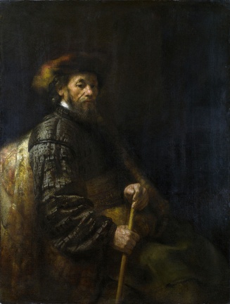 REMBRANDT H.V.R. SEATED MAN WITH STICK FOLLOWER LO NG