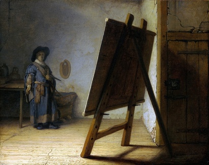 REMBRANDT H.V.R. PRT OF YOUNG ARTIST IN HIS STUDIO 01 1655 1660 LOUV