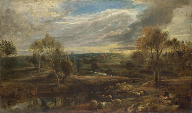 RUBENS P.P. LANDSCAPE SHEPHERD AND HIS FLOCK LO NG