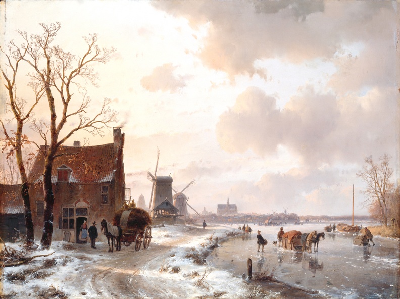 SCHELFHOUT ANDREAS WINTER LANDSCAPE HORSES ON ICE HAAG