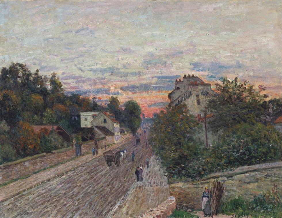 SISLEY ALFRED SUNSET ROAD TO VERSAILLES FROM CHAVILLES 1879