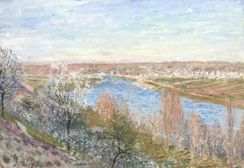 SISLEY ALFRED VILLAGE IN CHAMPAGNE SUNSET APRIL 1885 SOTHEBY