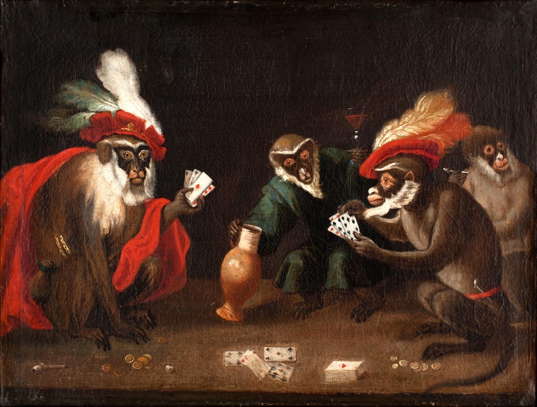 TENIERS ABRAHAM CARD PLAYERS MONKY