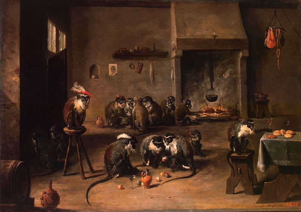 TENIERS DAVID YOUNGER APES IN KITCHEN HERMITAGE