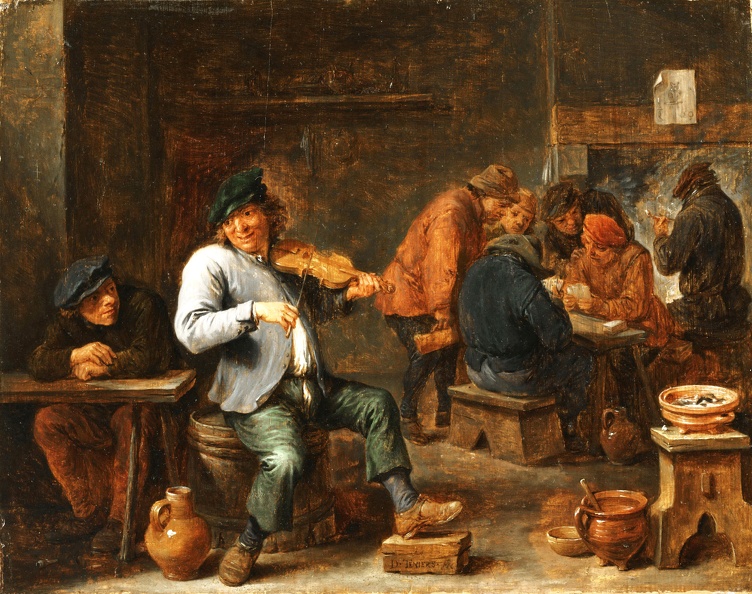 TENIERS DAVID YOUNGER VIOLIN PLAYER IN TAVERN ATTR PHIL