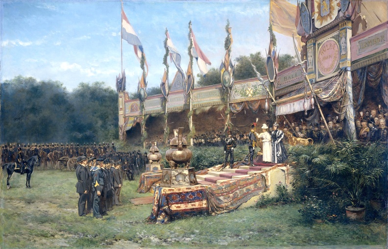 TEN KATE MARI PRESENTATION OF LOMBOK CROSS BY QUEEN WILHELMINA ON MALIEVELD IN HAGUE 1895 1895 RIJK