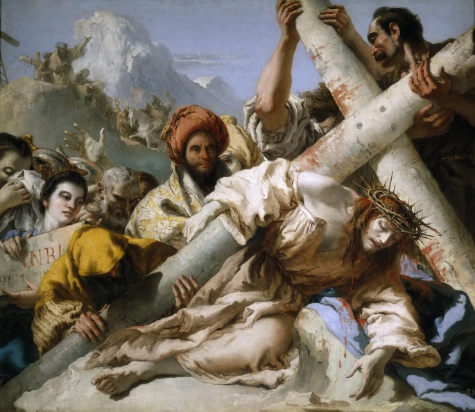 TIEPOLO GIOVANNI DOMENICO JESUS FALLS ON PATH TO CALVARY 1772 PRADO