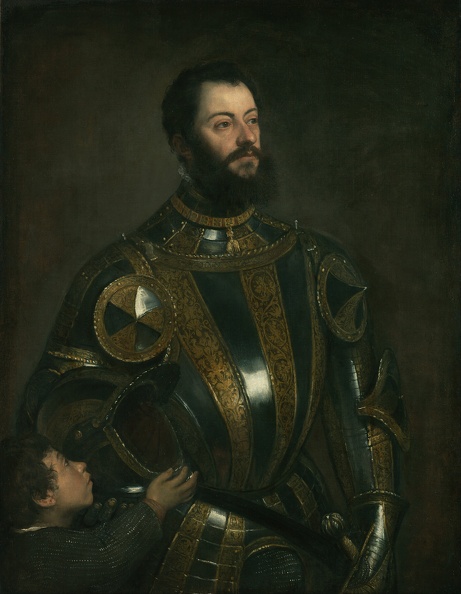 TIZIANO VECELLIO PRT OF ALFONSO D AVALOS MARQUIS OF VASTO IN ARMOR WITH PAGE GOOGLE
