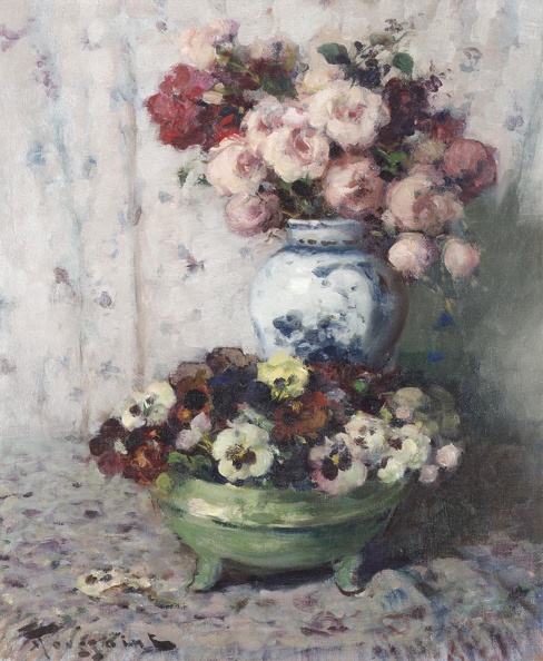 TOUSSAINT FERNAND ROSES AND PANSIES