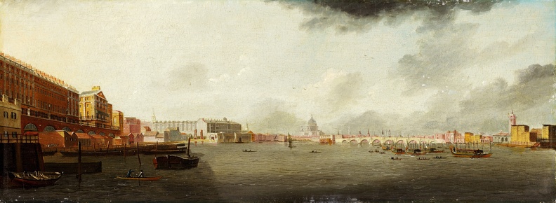 TURNER DANIEL VIEW OF THAMES LOOKING EAST WITH ADELPHI SOMERSET HOUSE AND ST. PAUL S CATHEDRAL CLARK