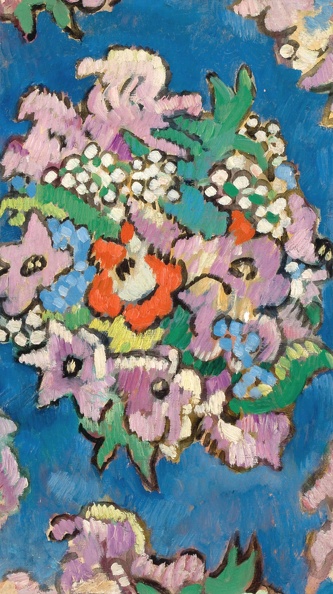 VALTAT LOUIS FLOWERS ON BLUE BACKGROUD 1915