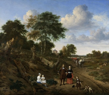 VELDE ADRIAEN VAN PRT OF COUPLE WITH TWO CHILDREN AND NURSEMAID IN LANDSCAPE 1677 RIJK