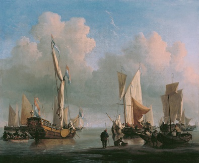 VELDE ADRIAEN VAN SHIPS OFF COAST BY WILLEM VAN DE VELDE YOUNGER