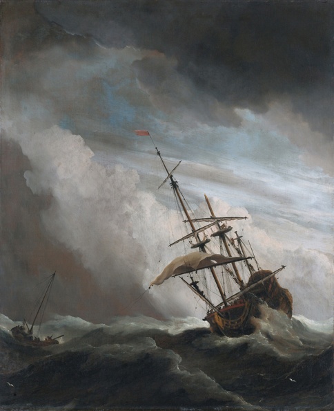 VELDE WILLEM VAN DE YOUNGER WINDSTOOT SHIP IN NEED IN RAGING STORM 1707 RIJK