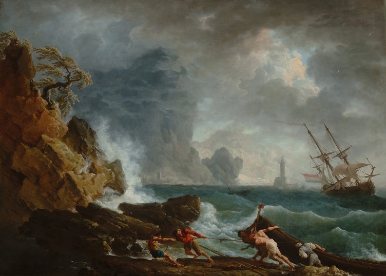 VERNET CLAUDE JOSEPH ITALIAN HARBOUR IN STORMY WEATHER BY MAUR