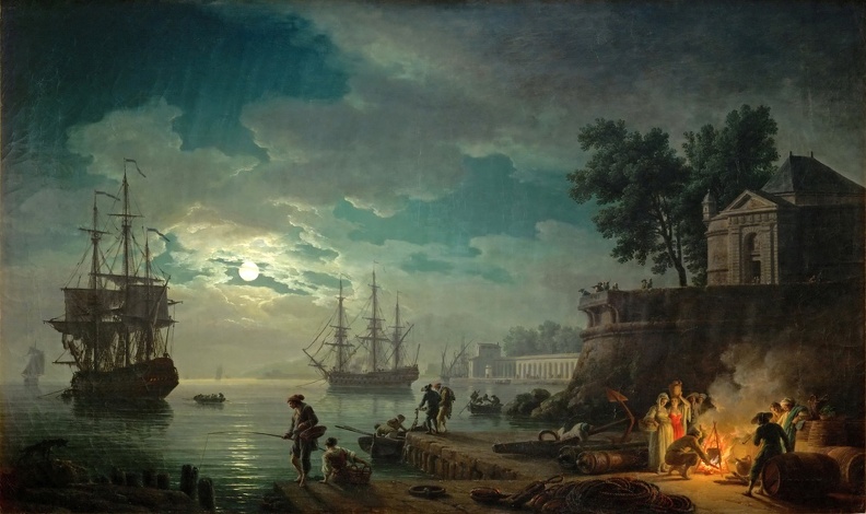 VERNET CLAUDE JOSEPH NIGHT PORT IN MOONLIGHT 1772