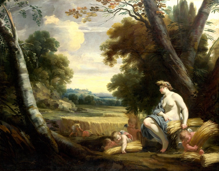 VOUET SIMON CERES AND HARVESTING CUPIDS STUDIO LO NG