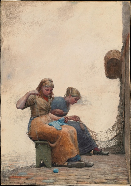 WINSLOW HOMER MENDING NETS 1882