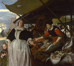WITTE EMANUEL DE PRT OF ADRIANA VAN HEUSDEN AND DAUGHTER AT FISHMARKET LO NG