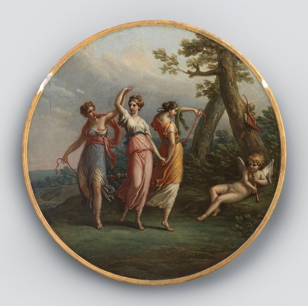 ZUCCHI ANTONIO THREE DANCING NYMPHS AND RECLINING CUPID IN LANDSCAPE MET