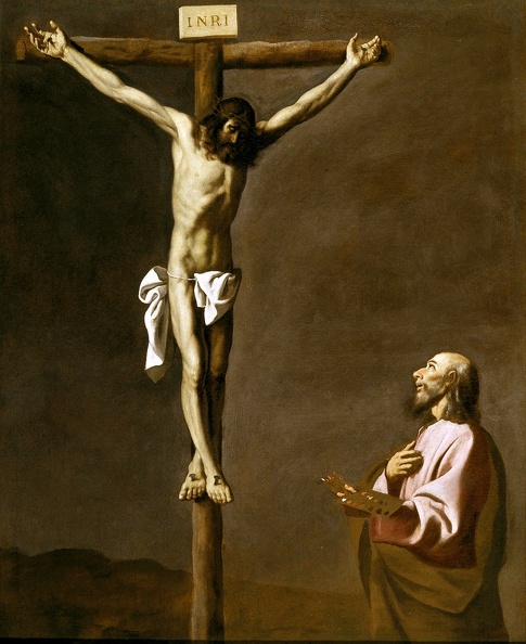 ZURBARAN FRANCISCO DE ST. LUKE AS PAINTER BEFORE CHRIST ON CROSS 1660 PRADO
