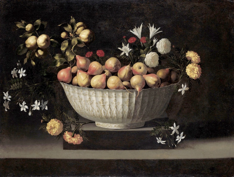 ZURBARAN FRANCISCO DE FLOWERS AND FRUIT IN CHINA BOWL CHICA